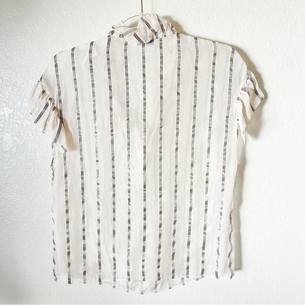 SANDRO Striped Mock Neck Blouse size small - Picture 11 of 11